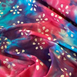 100% Cotton - Batik - Bettowia Flower - Cerise - £7.50 Per Metre - Sold by Half Metre