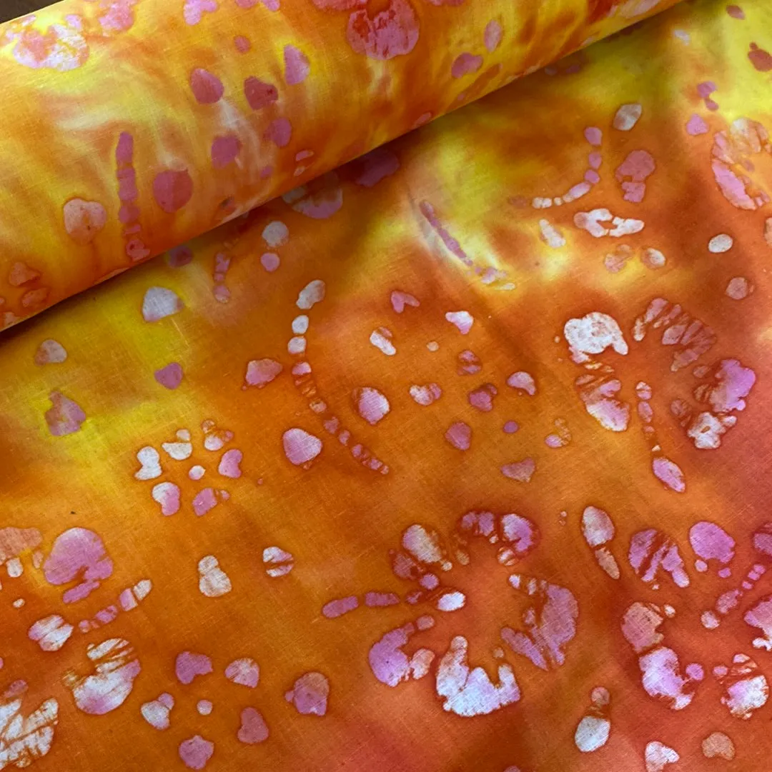 100% Cotton - Batik - Haiti - Orange - £7.50 Per Metre - Sold by Half Metre