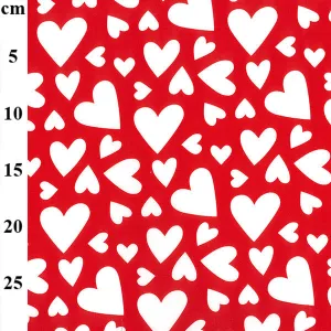 100% Cotton  - Love Hearts - Red-Sold by Half Metre