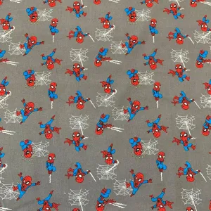 100% Cotton - Mini Spiderman Grey - Sold by Half Metre