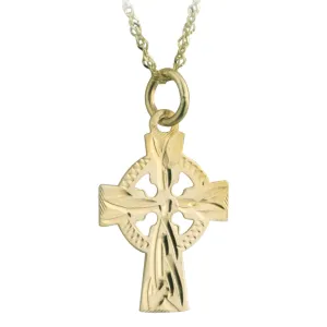 14k Gold Children's Celtic Cross Pendant Necklace