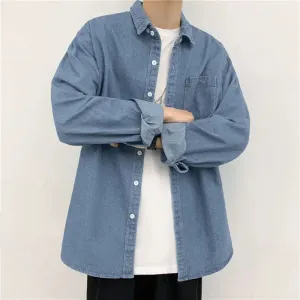 2024 Spring and Summer Fashion Minimalist Retro Hong Kong Style Loose Casual Oversize Versatile Workwear Denim Jacket for Men