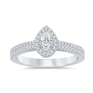 9ct White Gold 1/3 Carat Diamond Pear Solitaire Ring