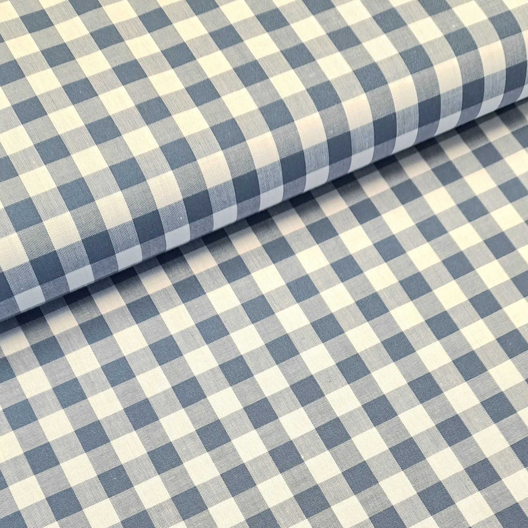 9mm Cotton Gingham - Denim