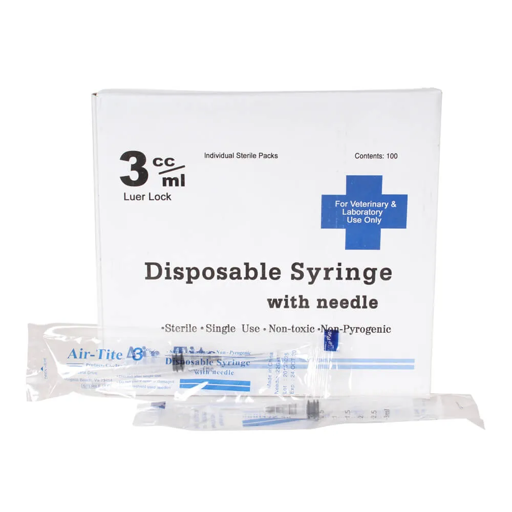 Air-Tite Luer Lock Syringes with Needles, 100 Count