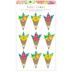 American Crafts Paige Evans - Splendid Dimensional Stickers 9 pack  Bouquets*