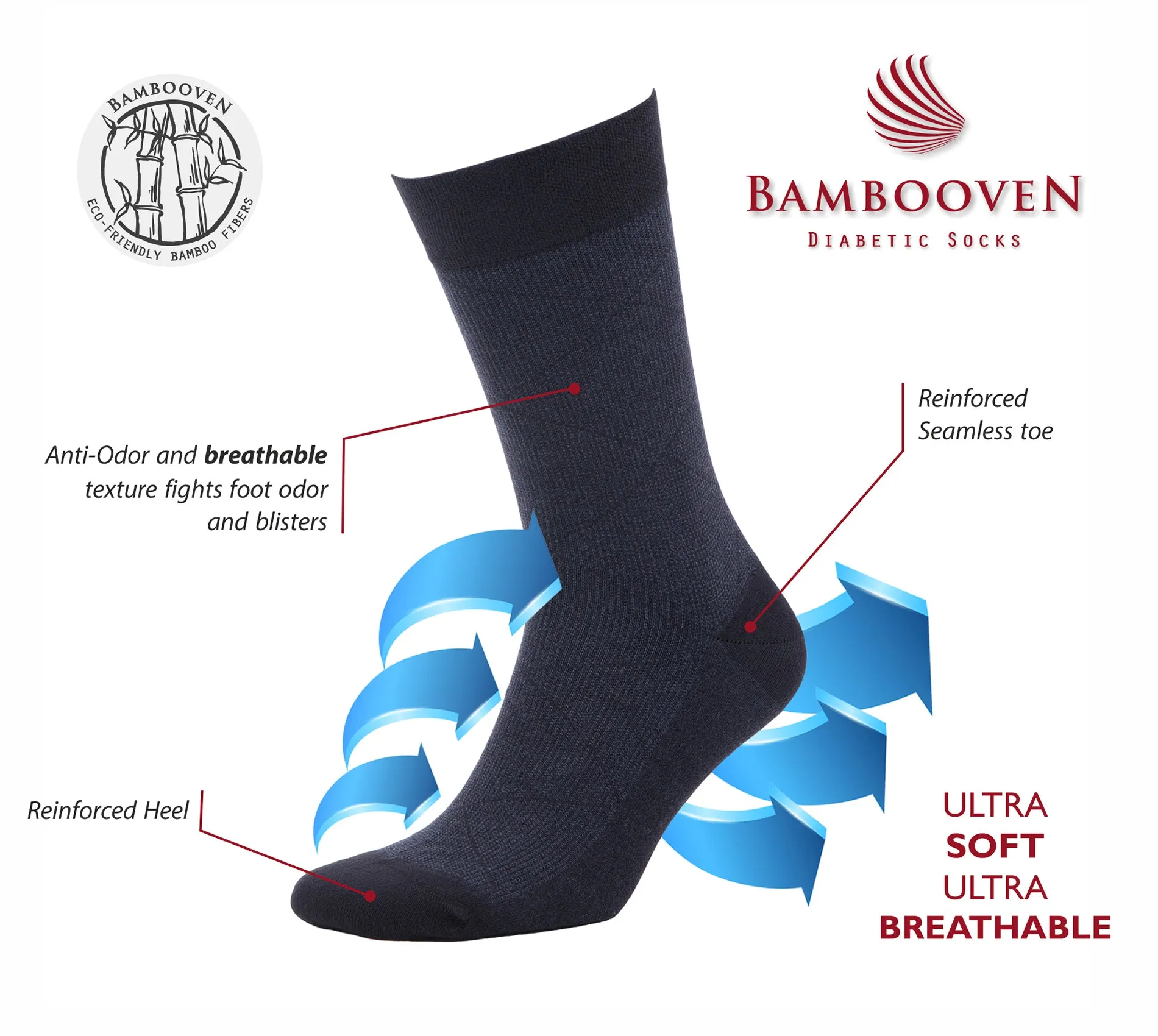 Bambooven Men’s Dress & Trouser Socks – Odor-Free Bamboo (6 Pairs) 594