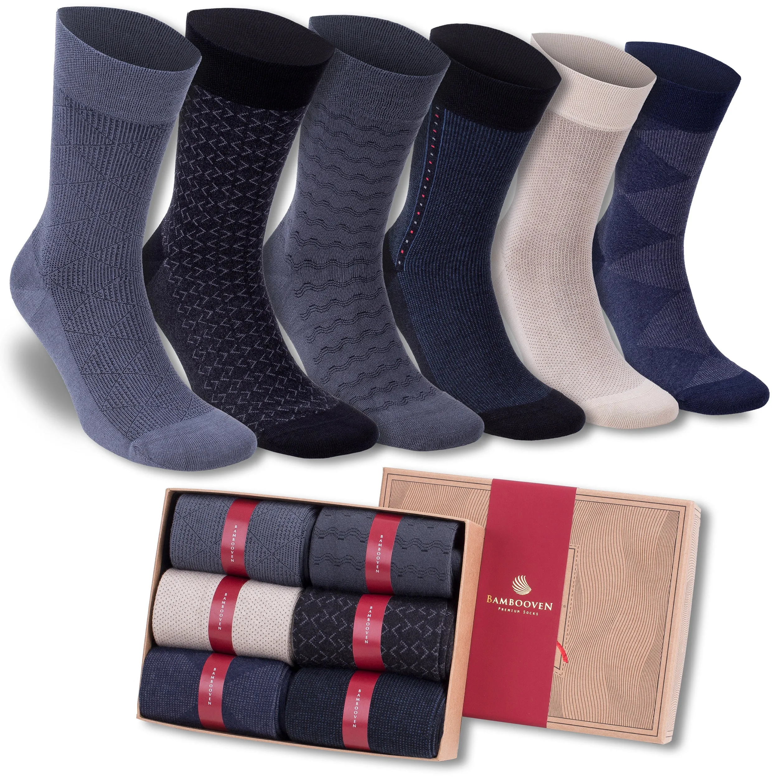 Bambooven Men’s Dress & Trouser Socks – Odor-Free Bamboo (6 Pairs) 594