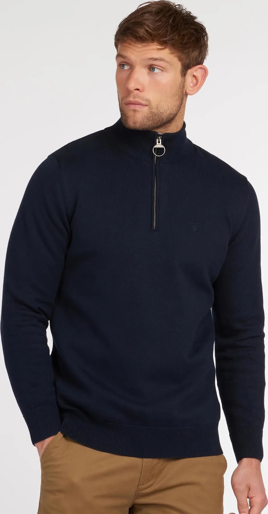 Barbour Men&#x27;s Cotton Half Zip Navy | Buy Barbour Men&#x27;s Cotton Half Zip Navy here | Outnorth