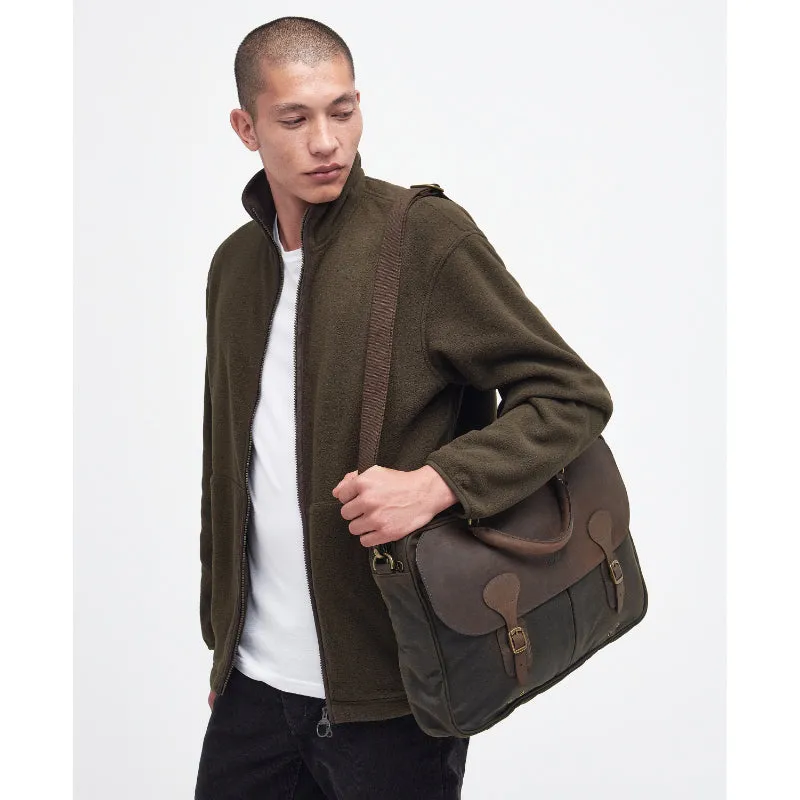 Barbour Wax Leather Briefcase - Olive