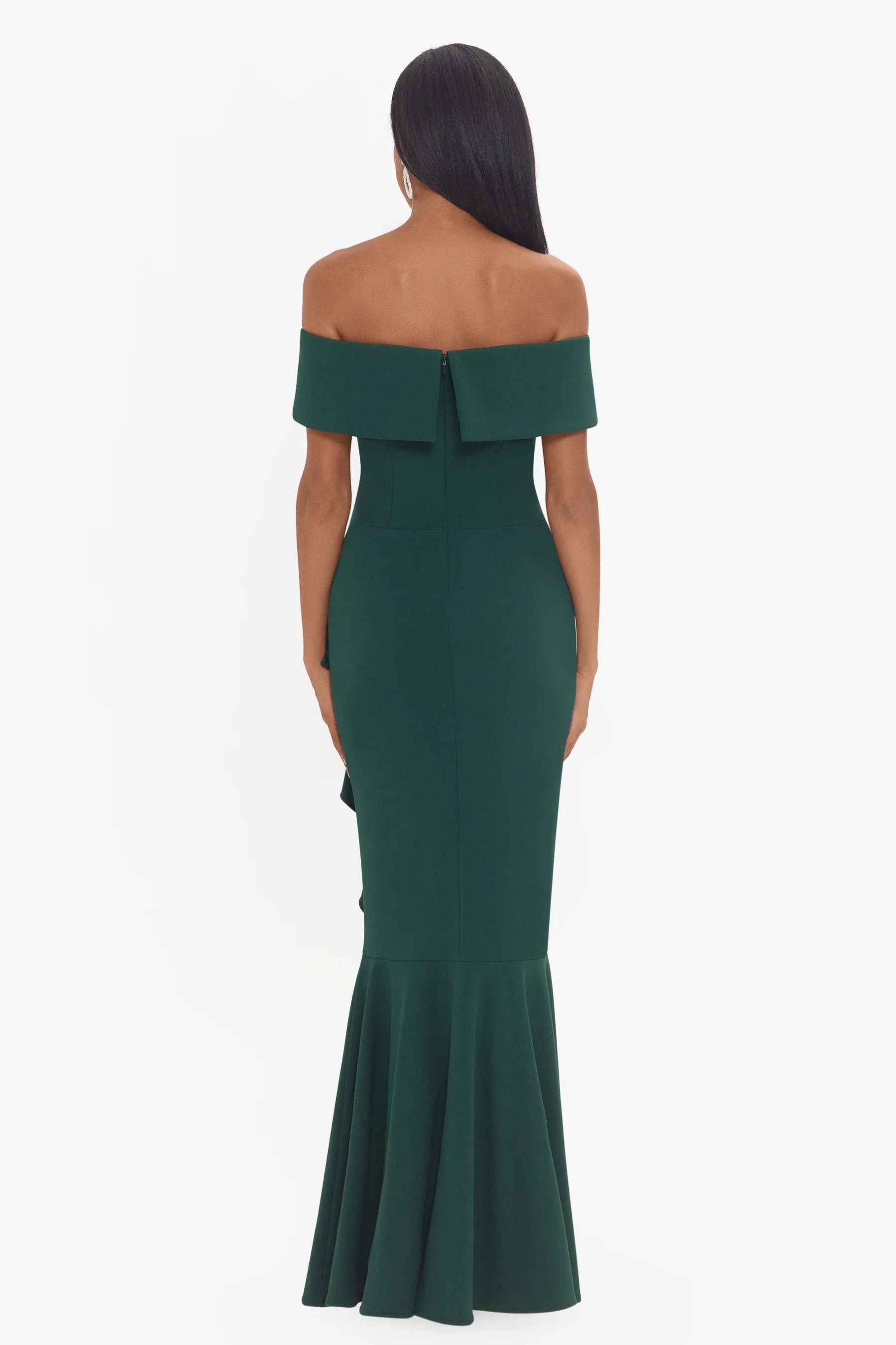 Betsy and Adam "Carina" Off the Shoulder Ruffle Evening Dress A22885