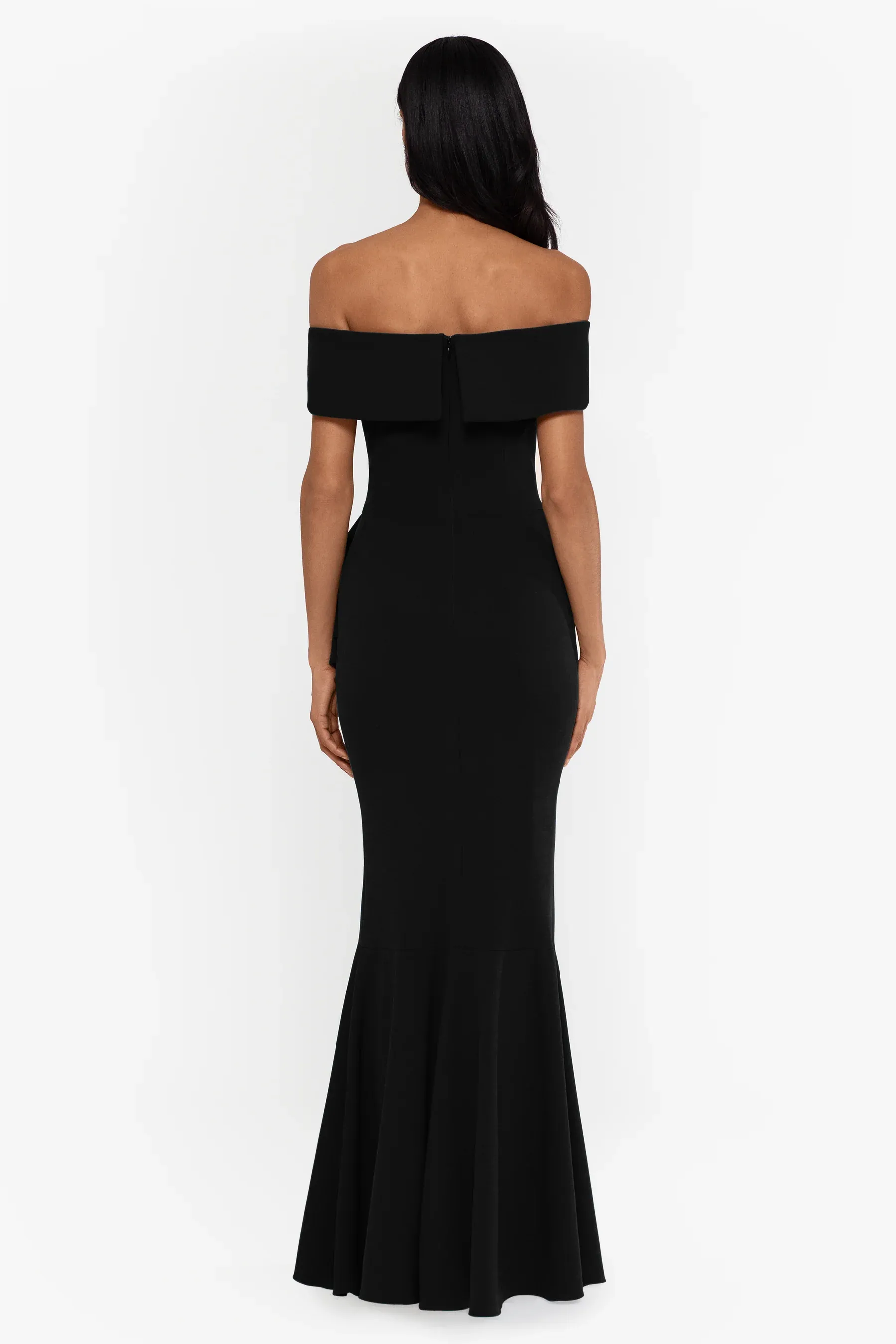 Betsy and Adam "Carina" Off the Shoulder Ruffle Evening Dress A22885