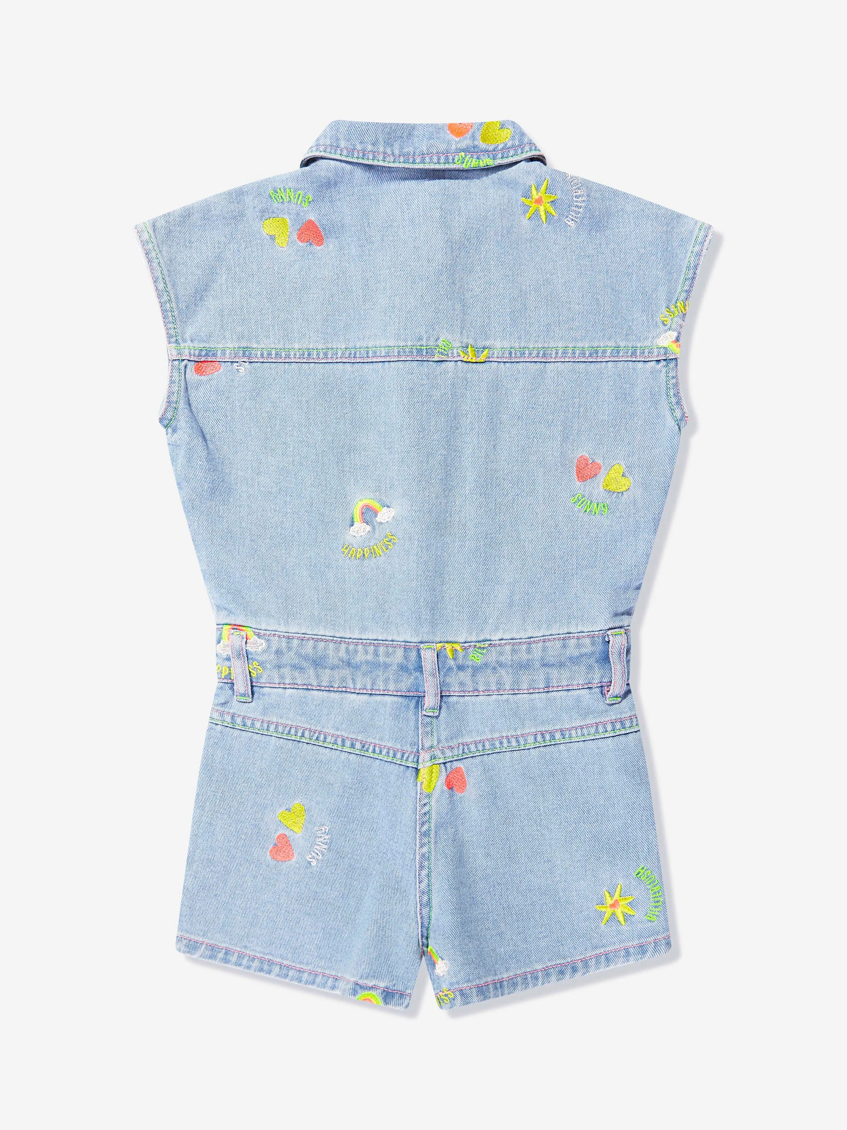 Billieblush Girls Denim Playsuit in Blue