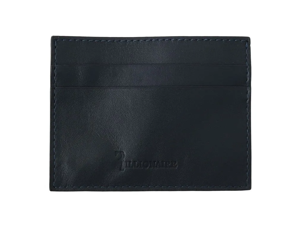 Billionaire Italian Couture Opulent Blue Leather Men's Wallet