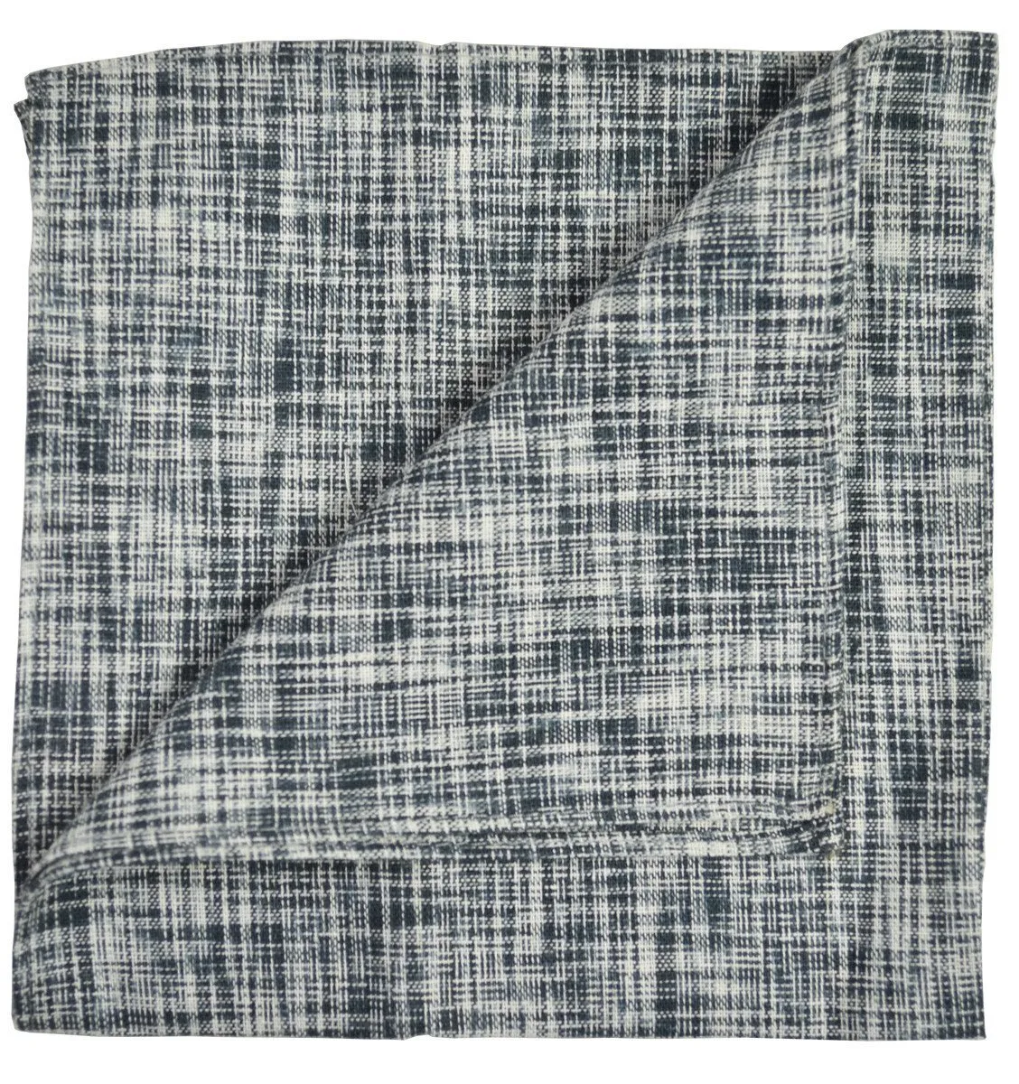 Black Cotton/Linen Blend Pocket Square