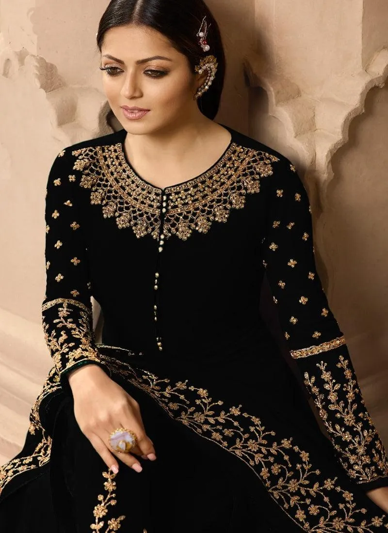 Black Georgette Based Embroideried Anarkali Suit for Wedding