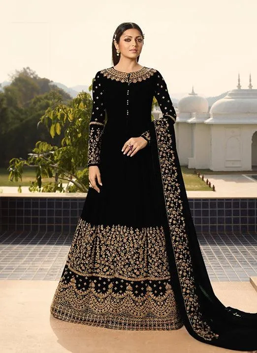 Black Georgette Based Embroideried Anarkali Suit for Wedding