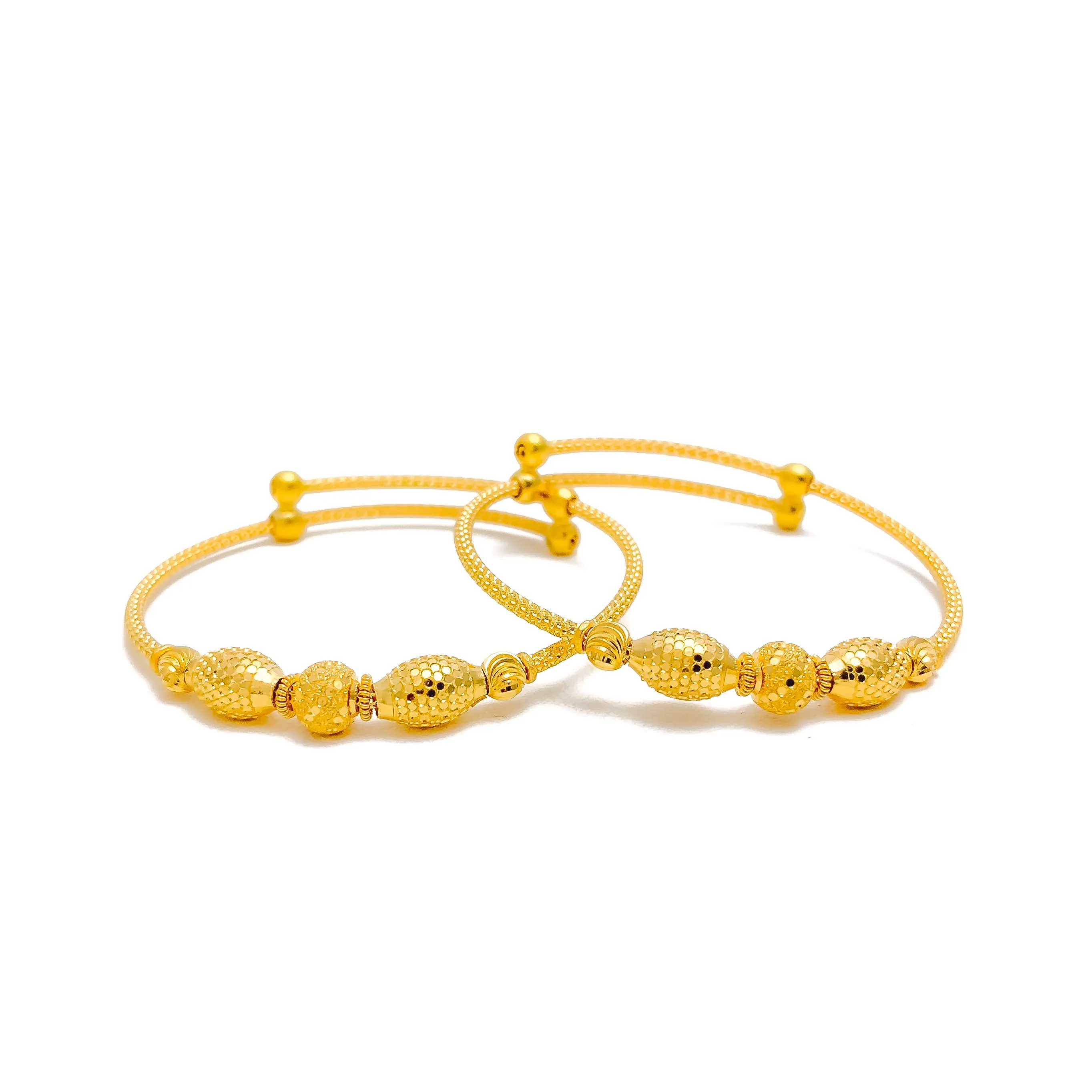 Blooming Graceful Adjustable 22k Baby Bangle Pair