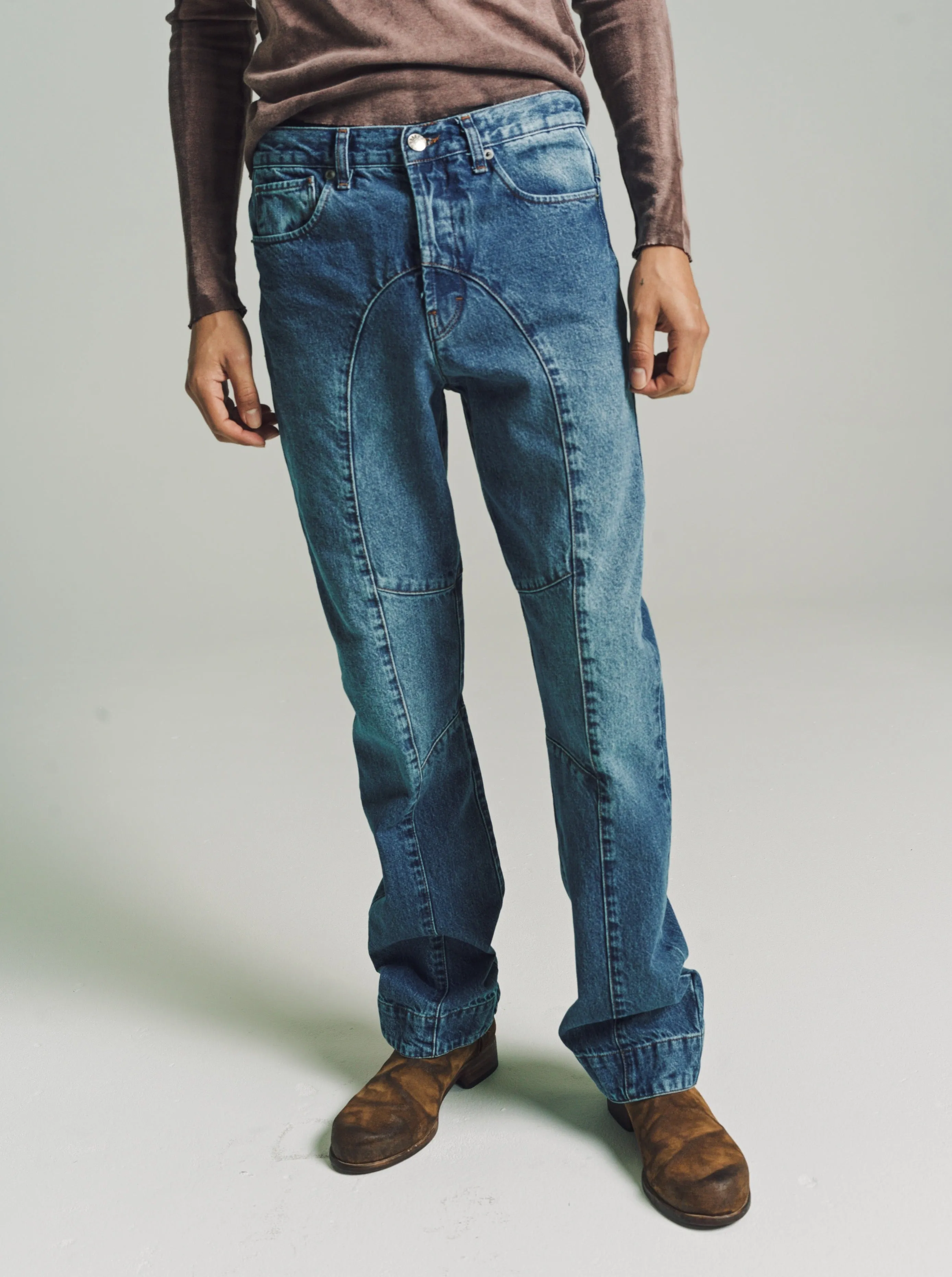 Blue Cotton Wash Denim Slim Jean