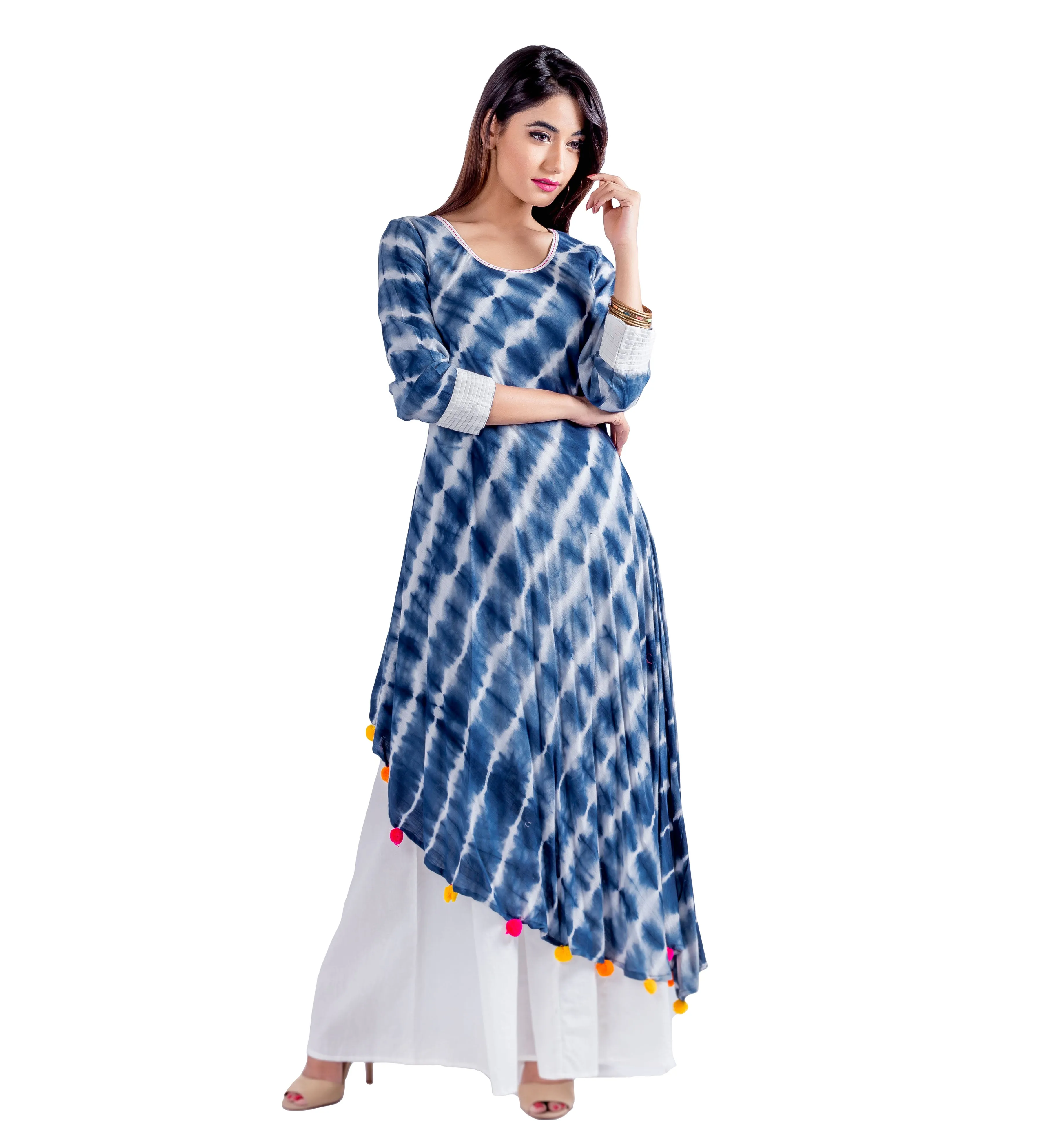 Blue Tie and Dye Indo Western Kurta Dress