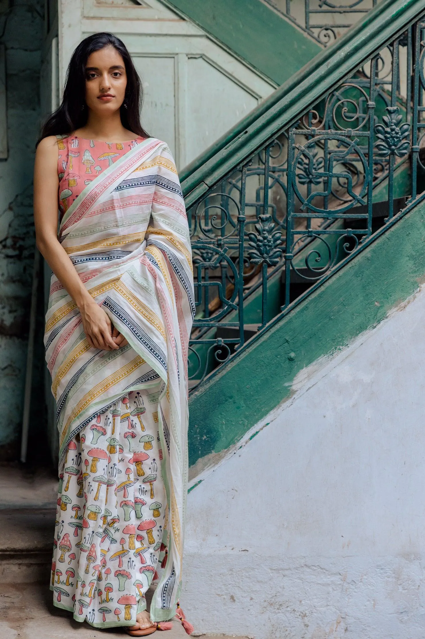 BUBBLE FAIRY SPROUT - Mul Cotton Saree