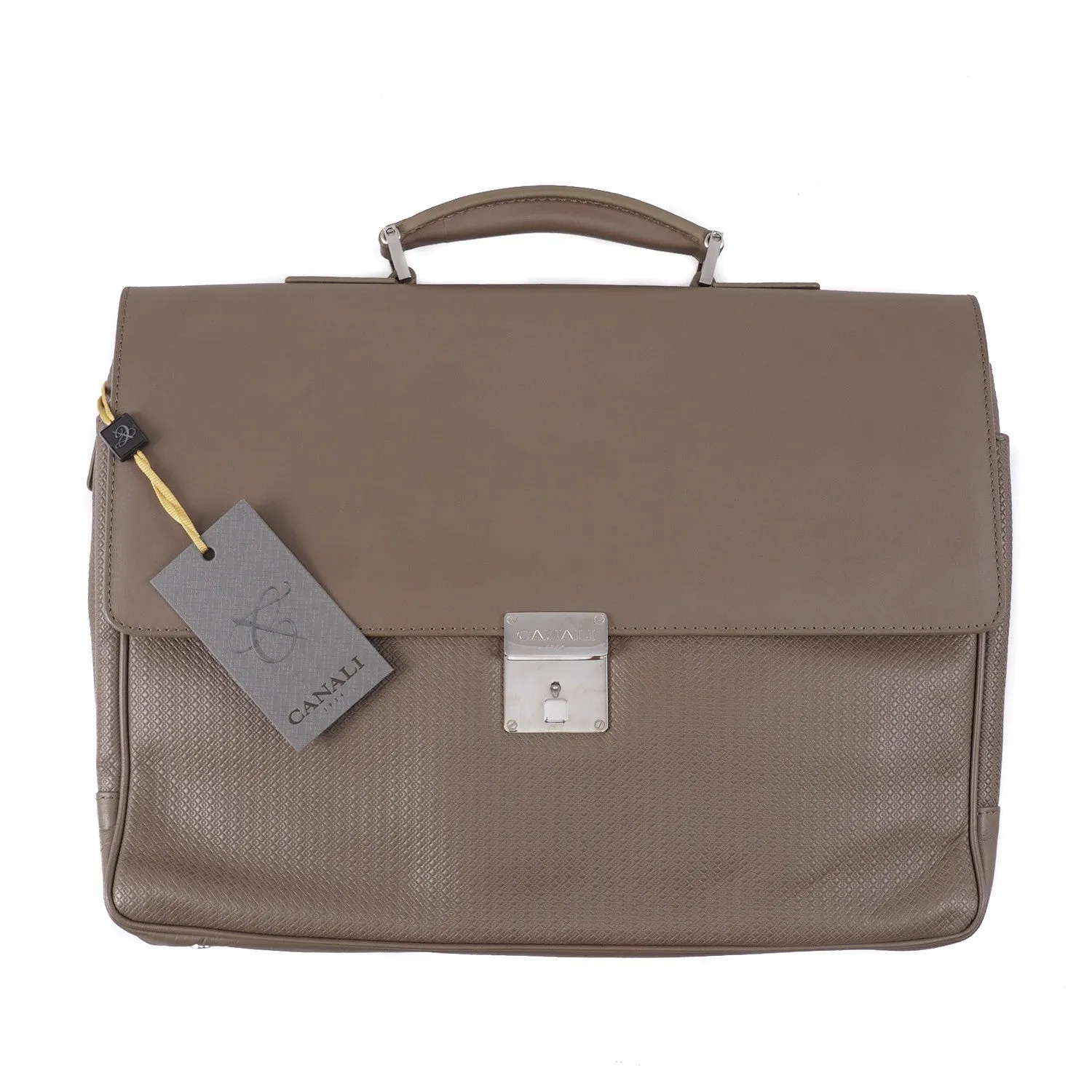 Canali Printed Leather Briefcase