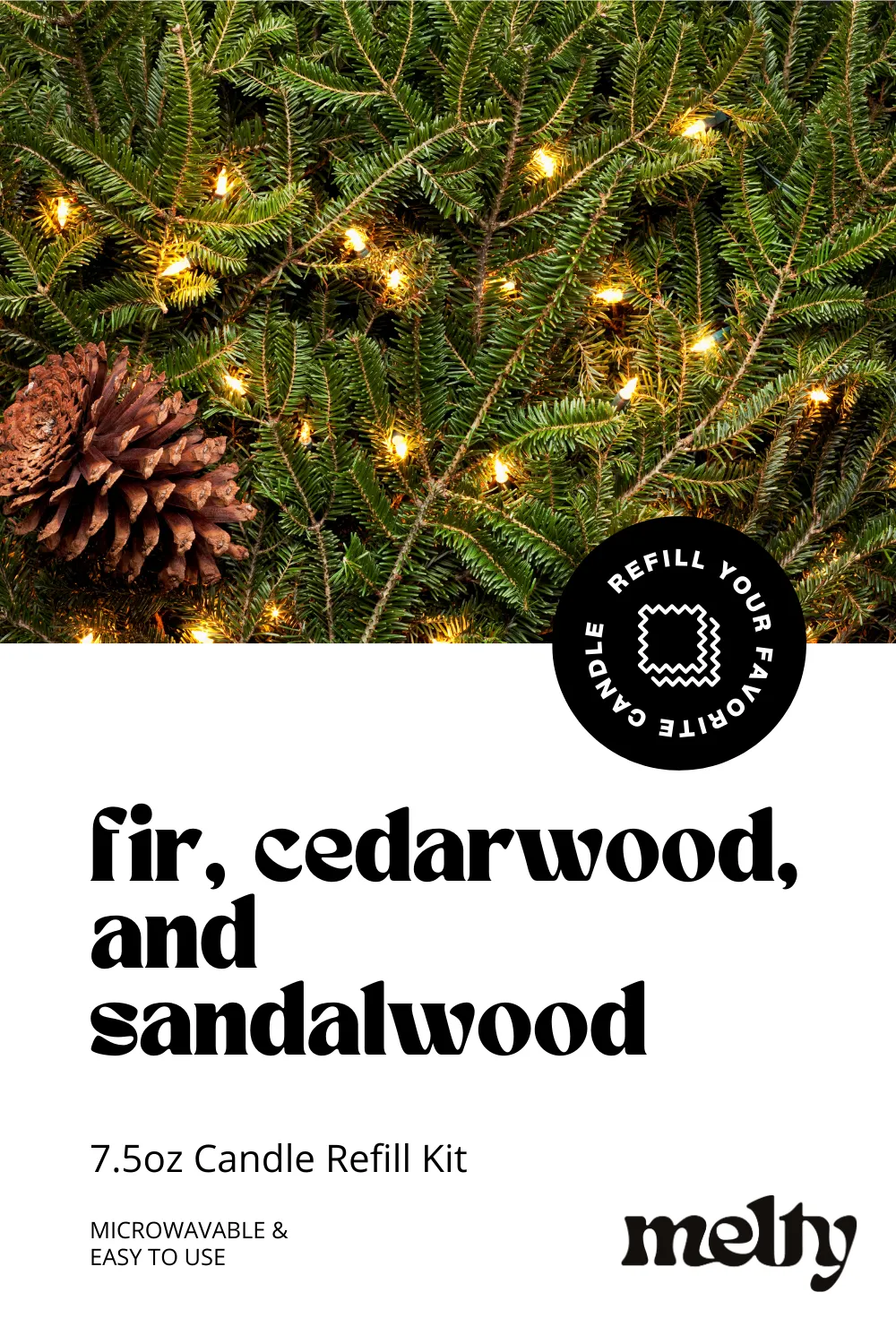 Candle Refill Kit - Fir, Cedarwood, and Sandalwood | Woodsy Fragrance