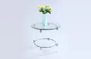 Carly Round Glass Lamp Table