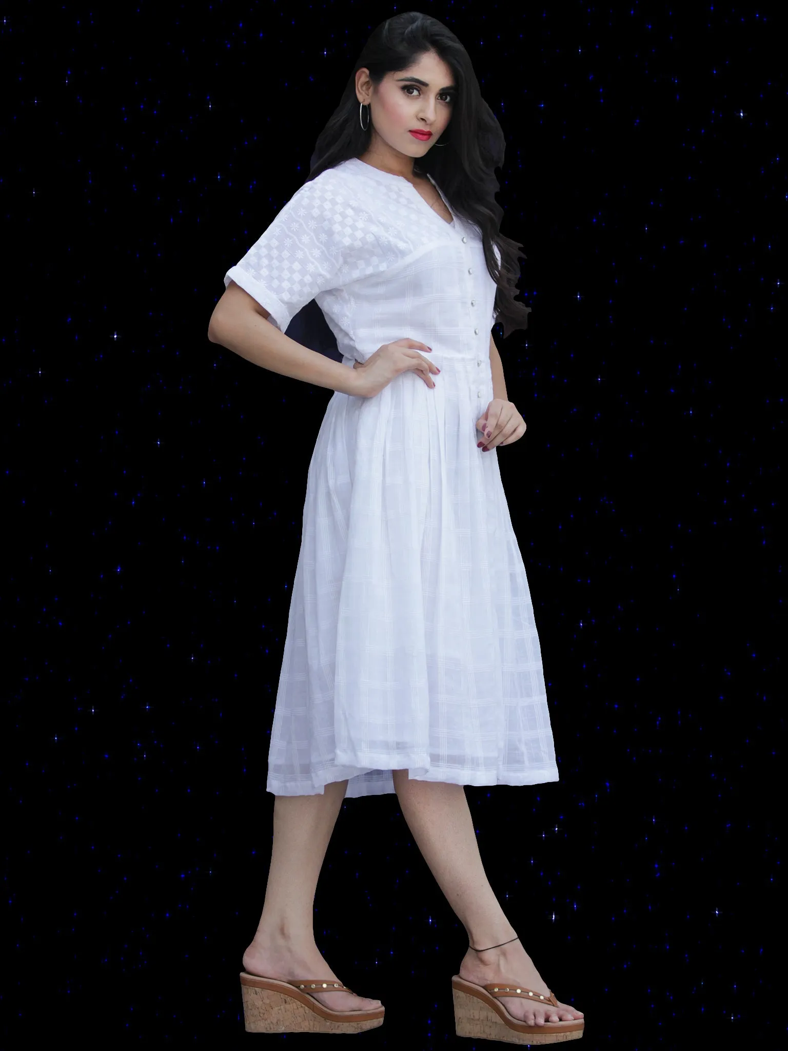 Chandni Aisha - Cotton Dobby Midi Shirt Dress - D448FP03