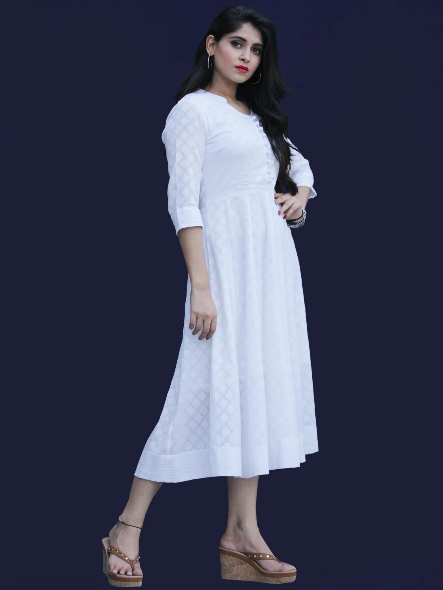 Chandni Karen - Cotton Dobby Kalidaar Dress - D450FP05