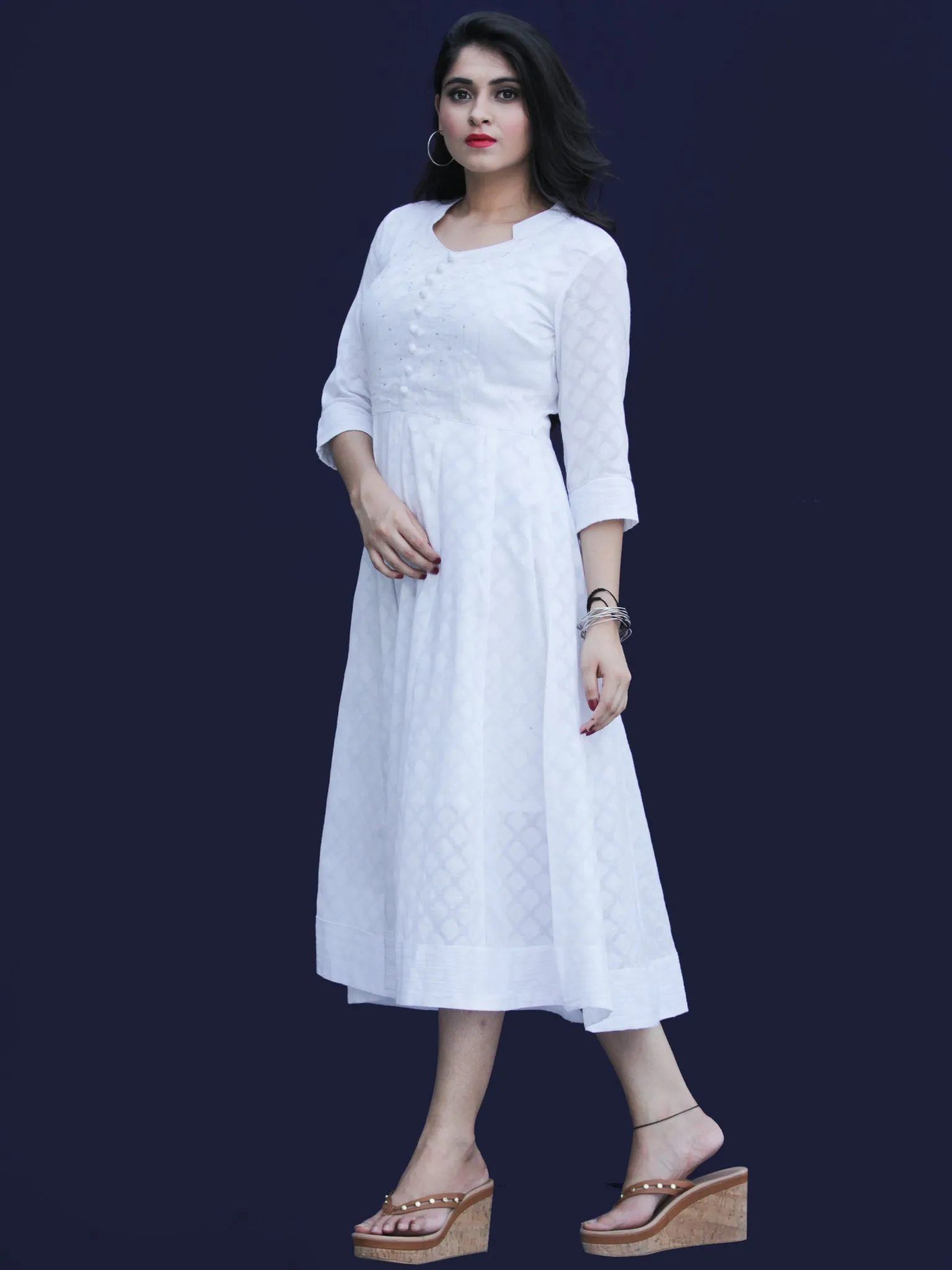 Chandni Karen - Cotton Dobby Kalidaar Dress - D450FP05