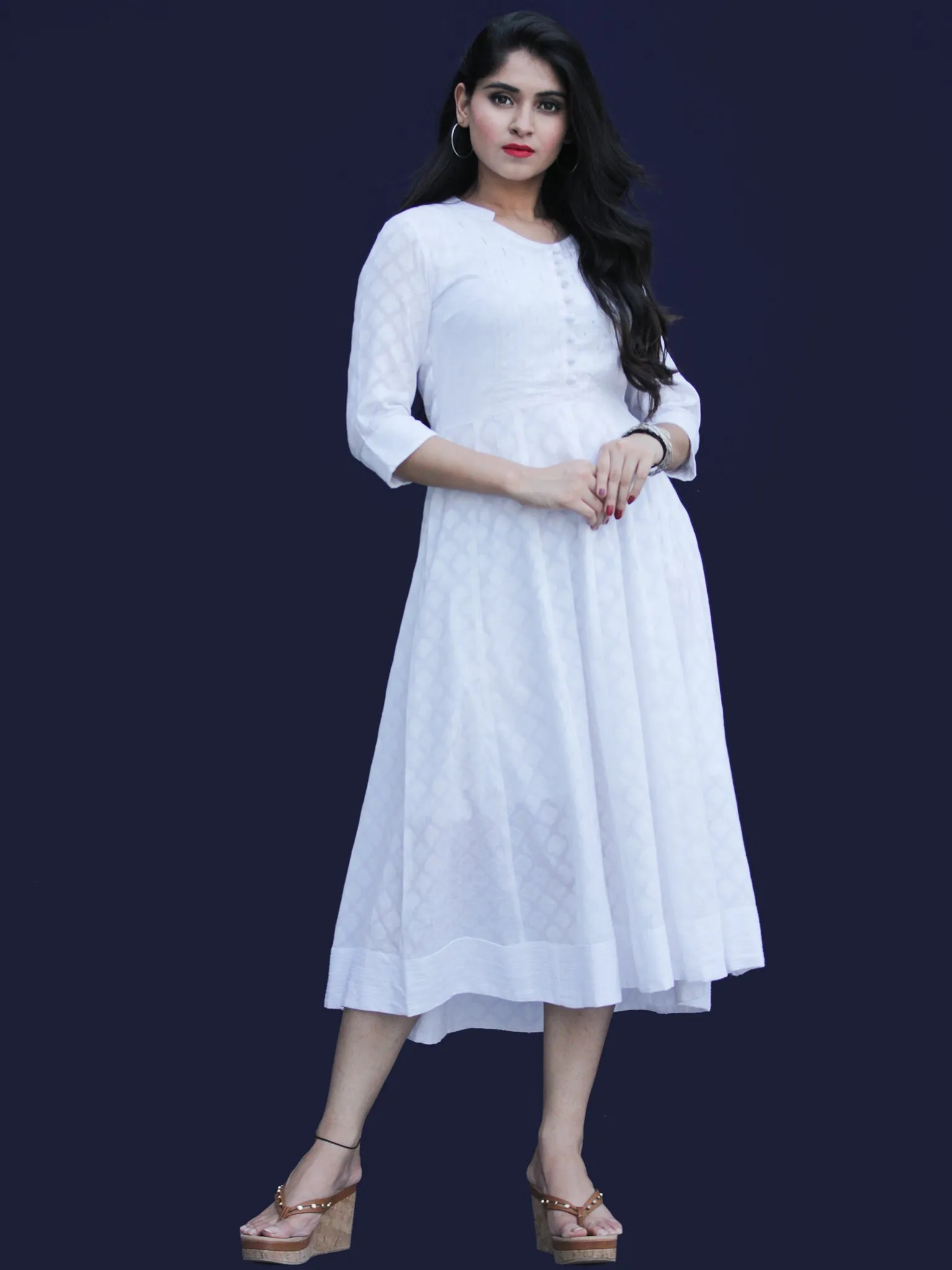 Chandni Karen - Cotton Dobby Kalidaar Dress - D450FP05