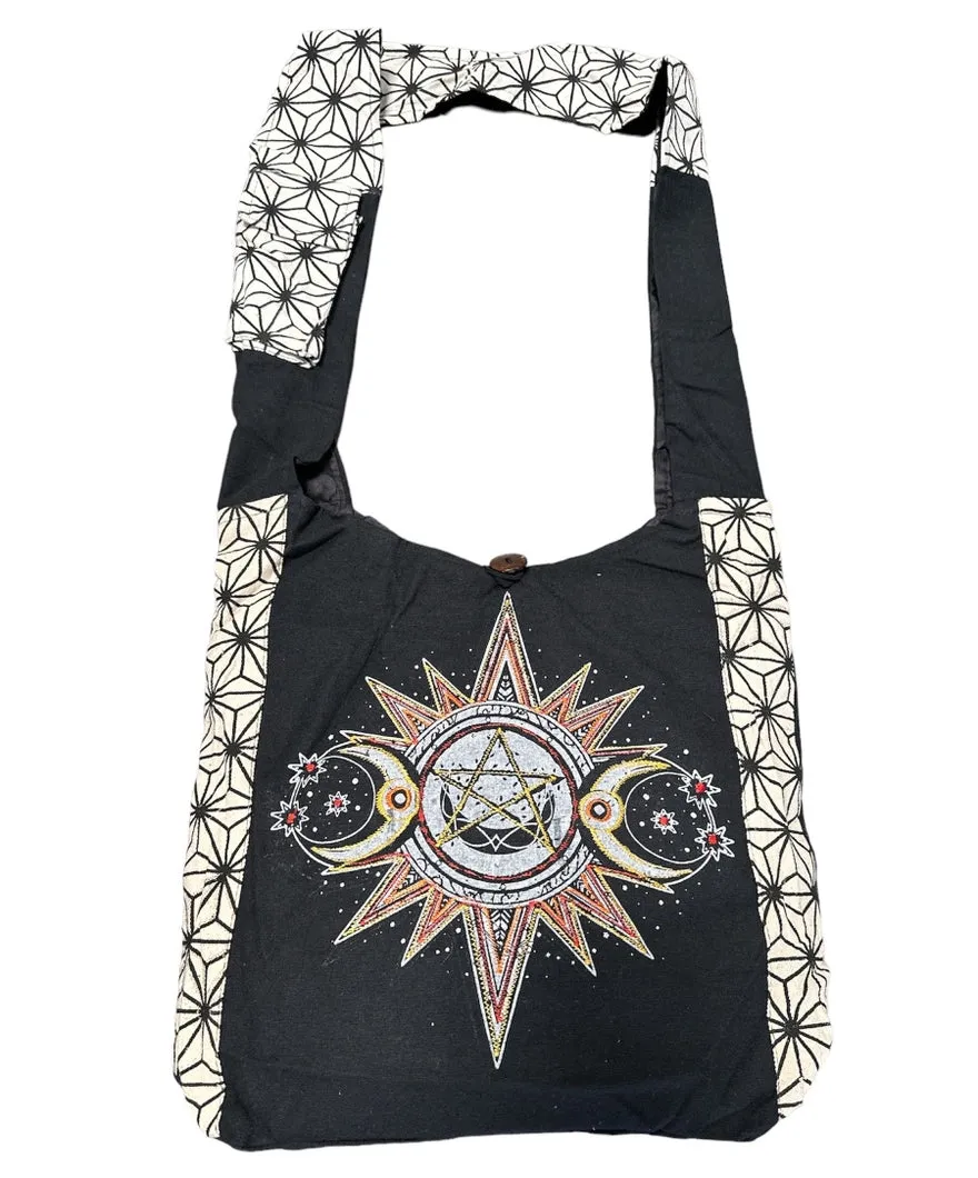 Cotton Sling Bag ~ Wiccan Symbols