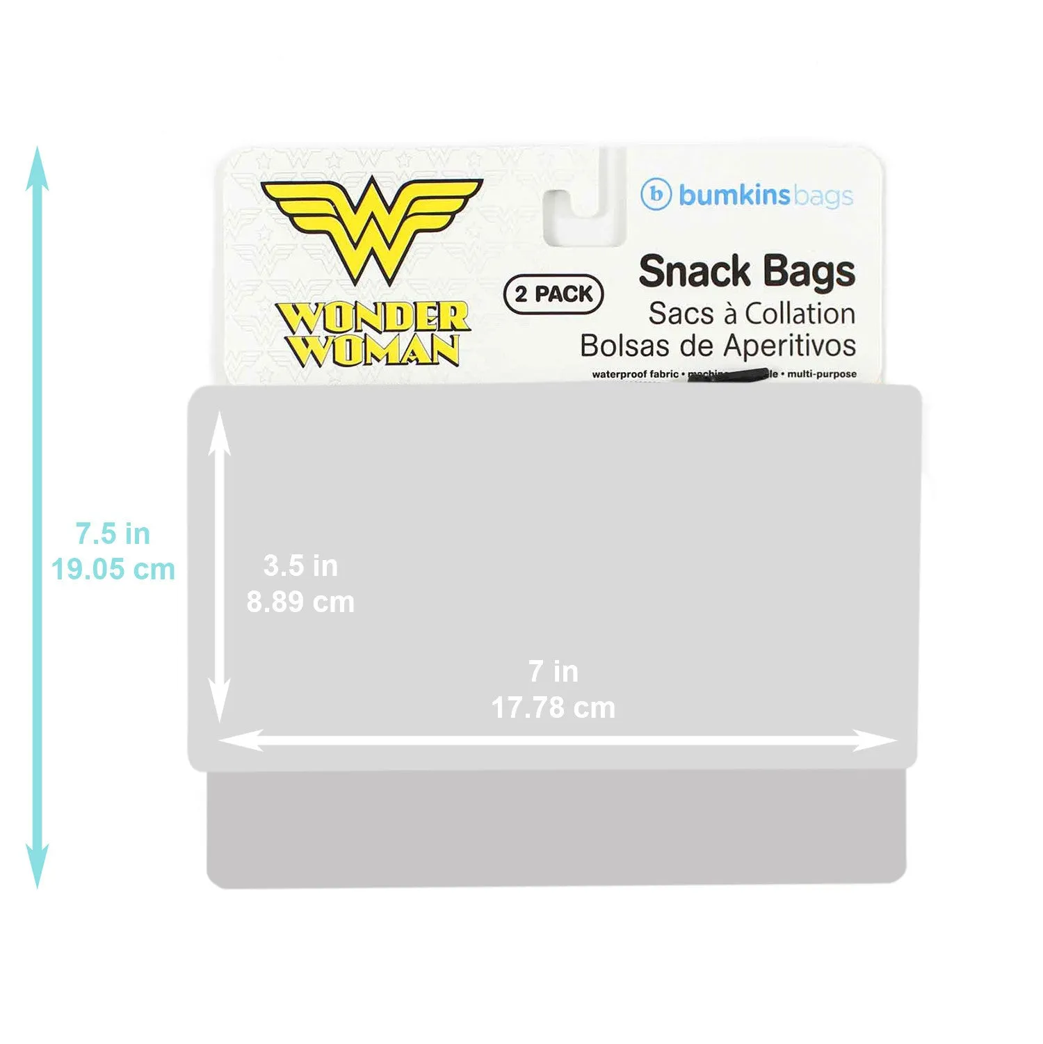 DC Comics Reusable Snack Bag, 2 Pack, Small