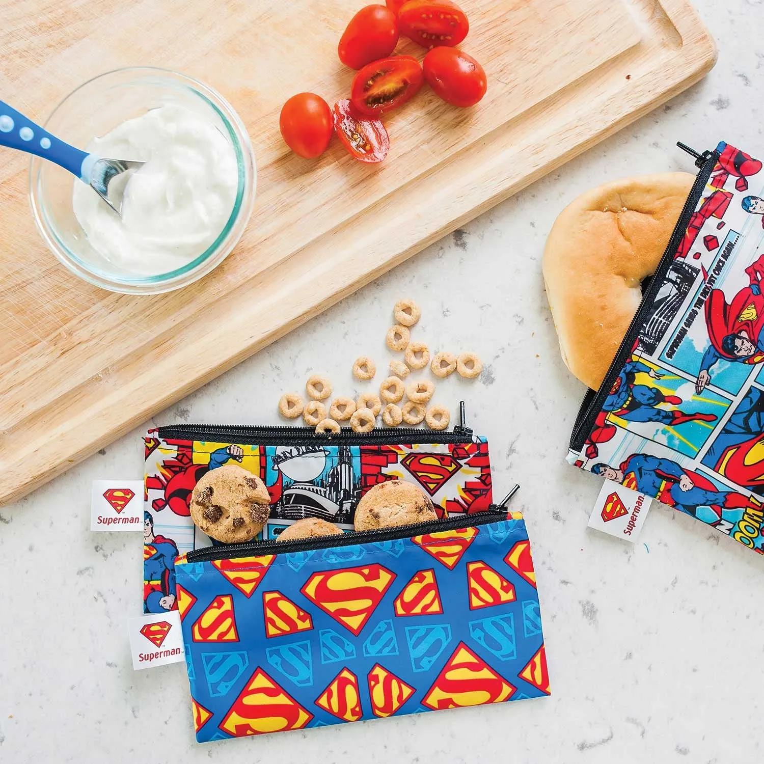 DC Comics Reusable Snack Bag, 2 Pack, Small