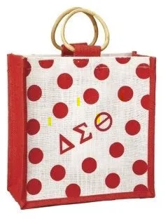 Delta Sigma Theta Mini Polka Dot Jute Bag