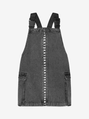 DKNY Girls Denim Dungaree Dress in Black