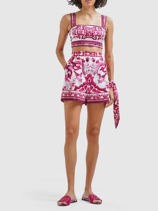 Dolce&amp;Gabbana   Carretto print cotton mini shorts 