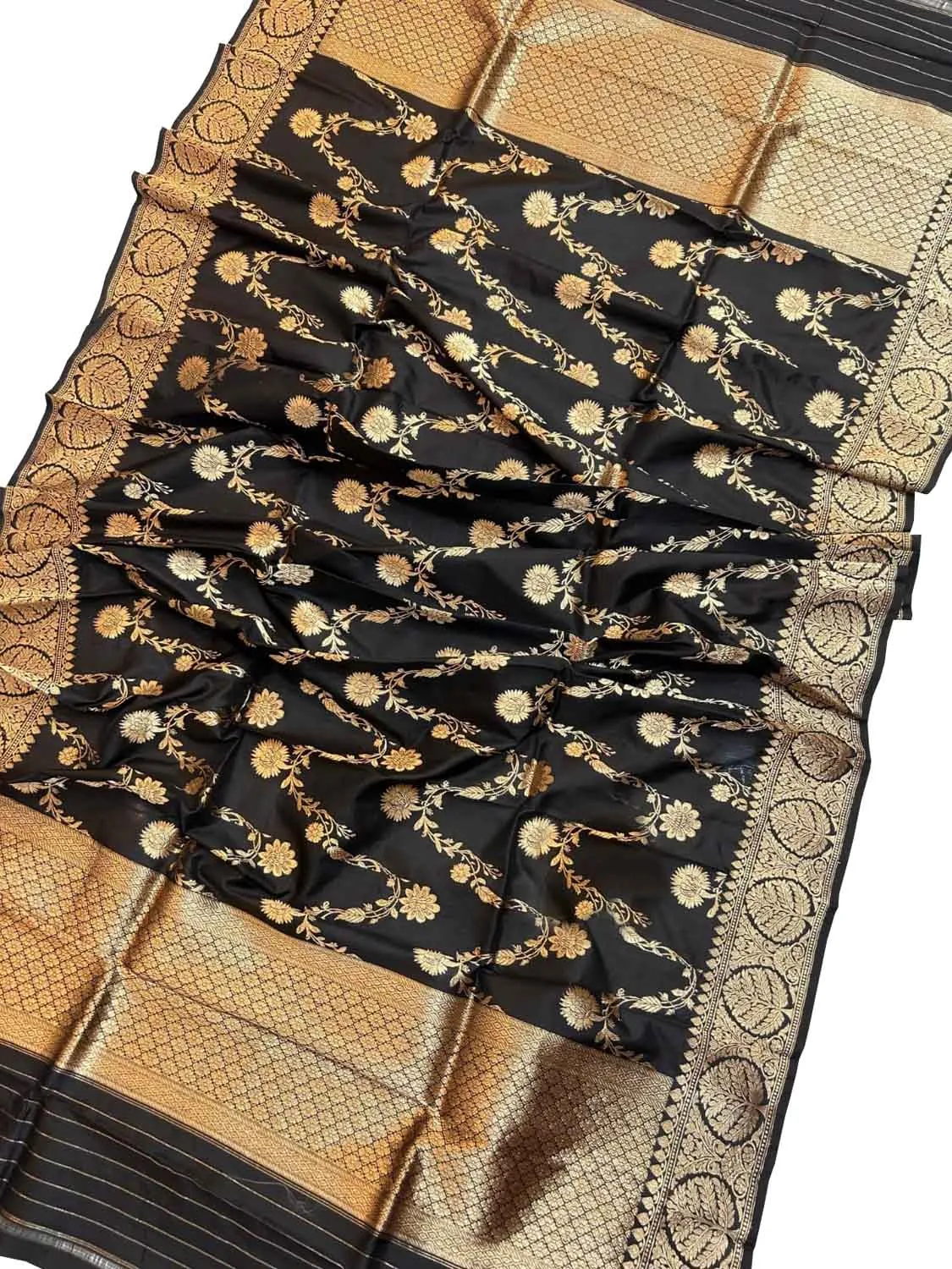 Exquisite Black Banarasi Silk Jaal Dupatta