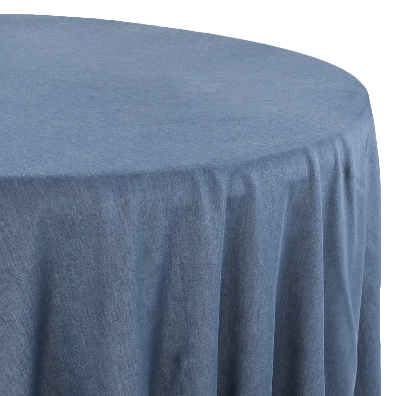 Faux Denim Tablecloth 120" Round - Dark Blue