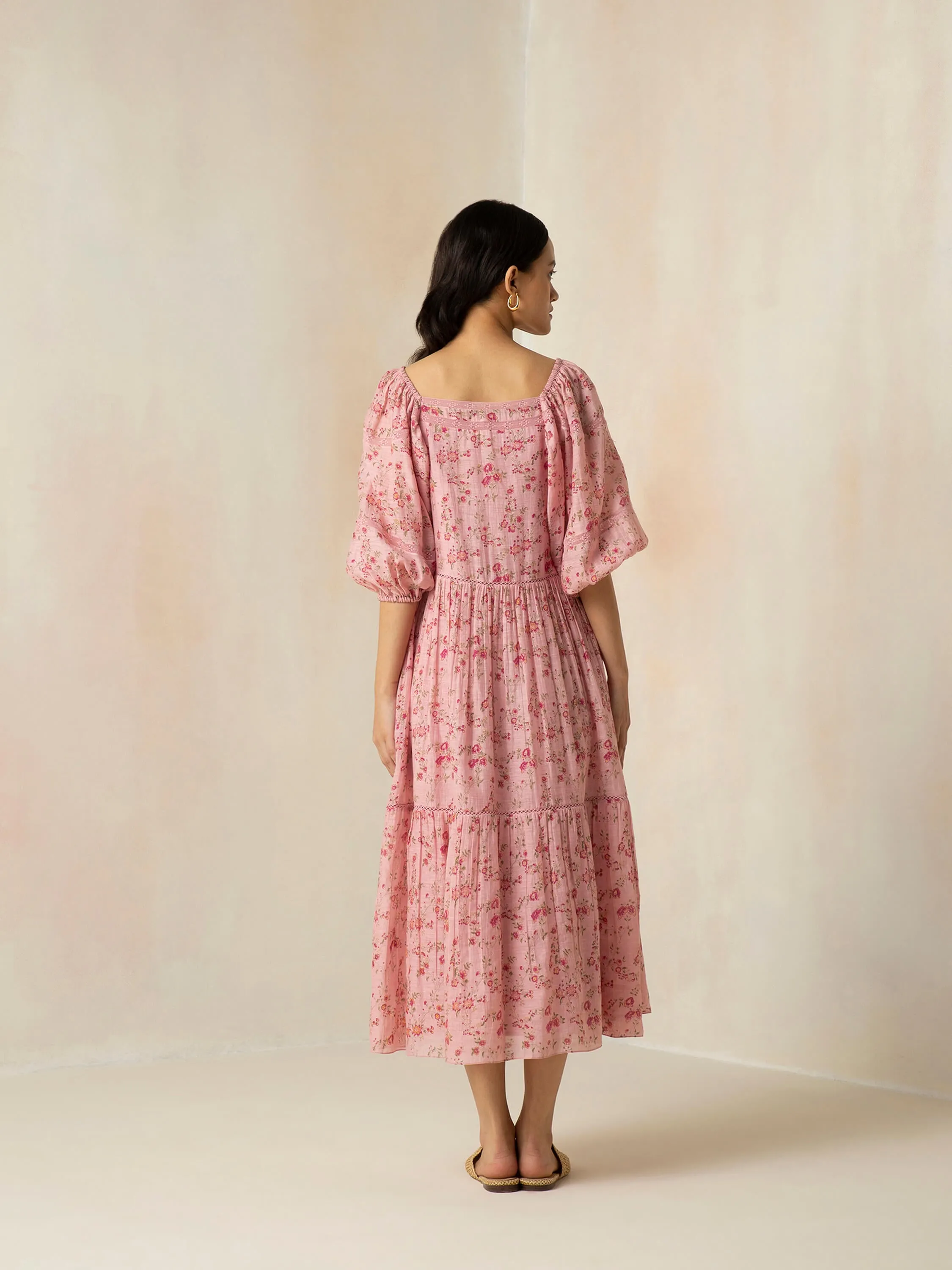 Flamingo Peasant Maxi Dress