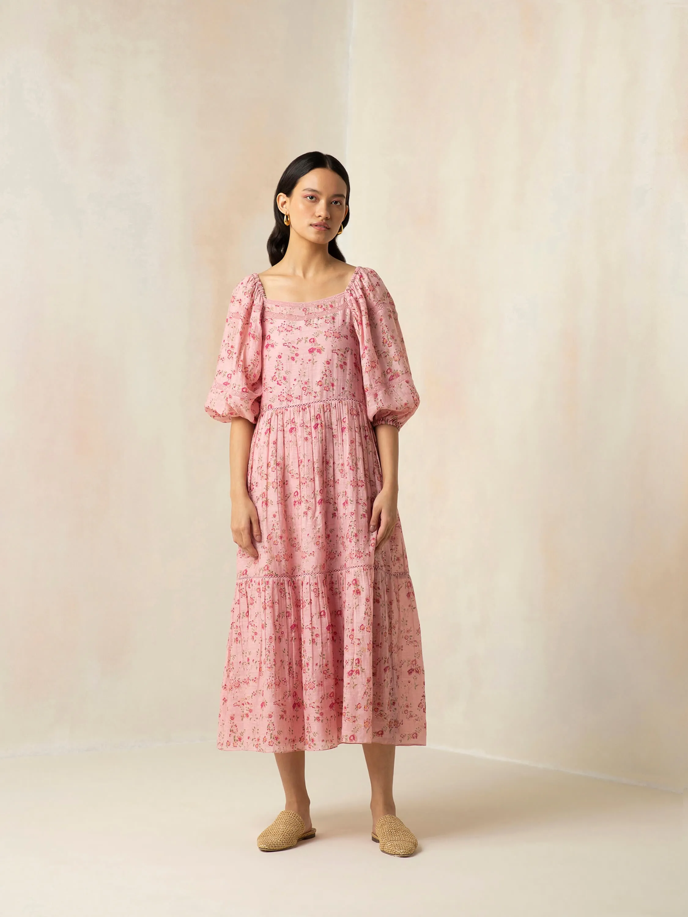 Flamingo Peasant Maxi Dress