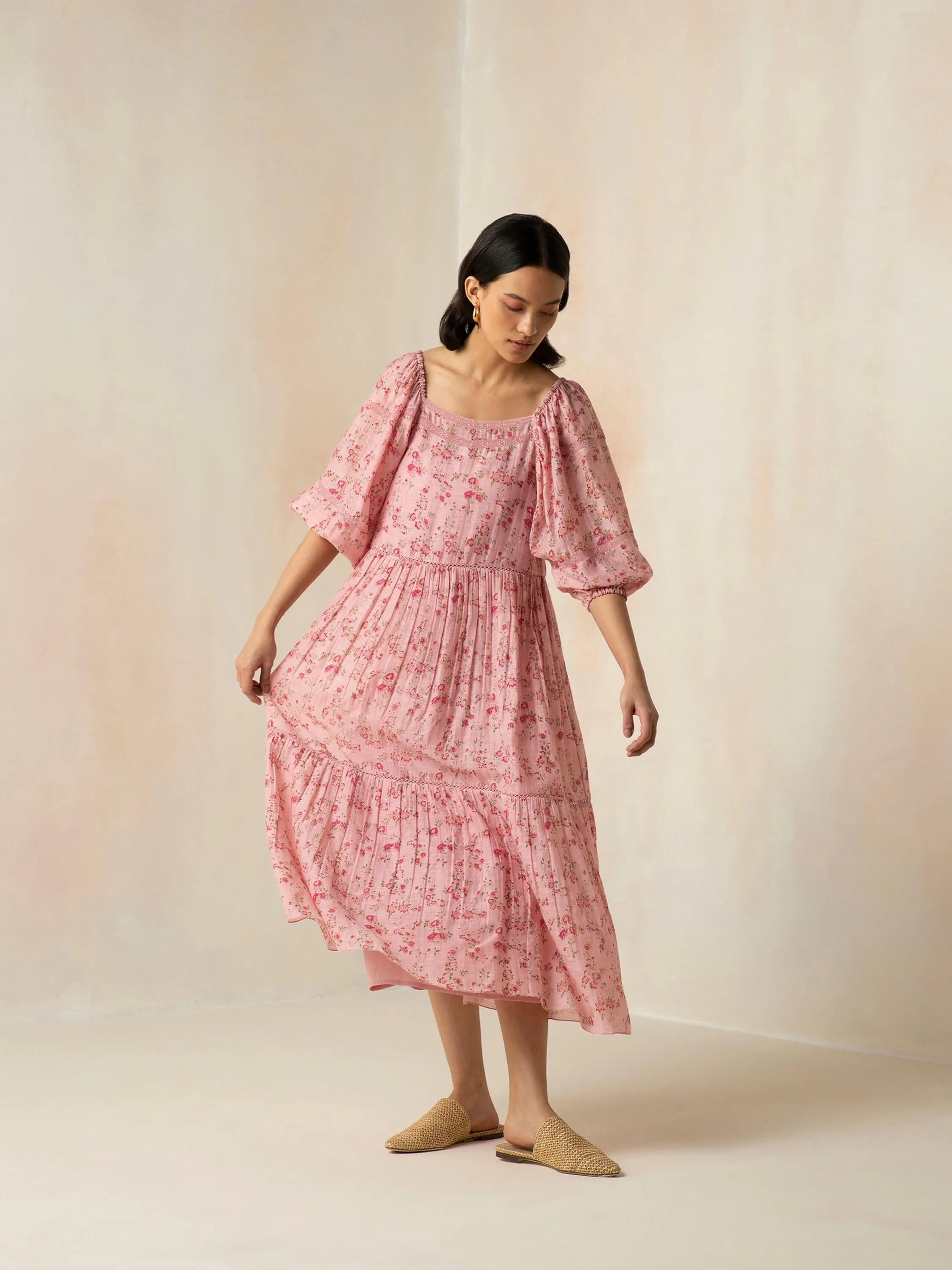 Flamingo Peasant Maxi Dress