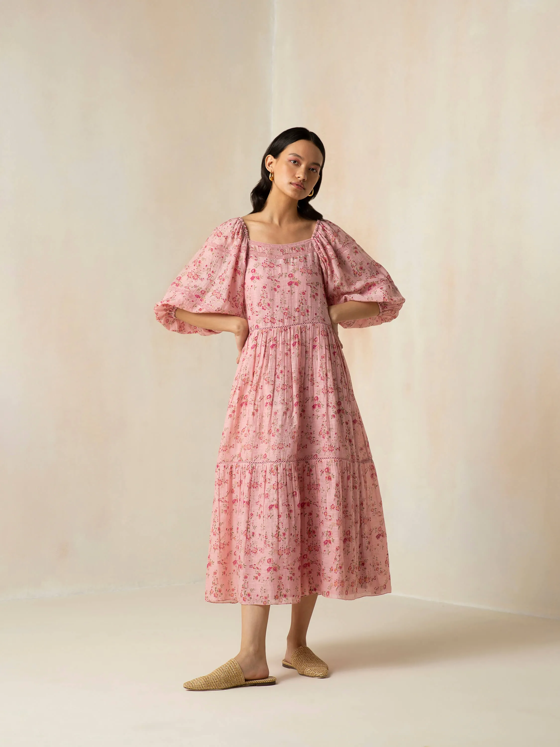 Flamingo Peasant Maxi Dress