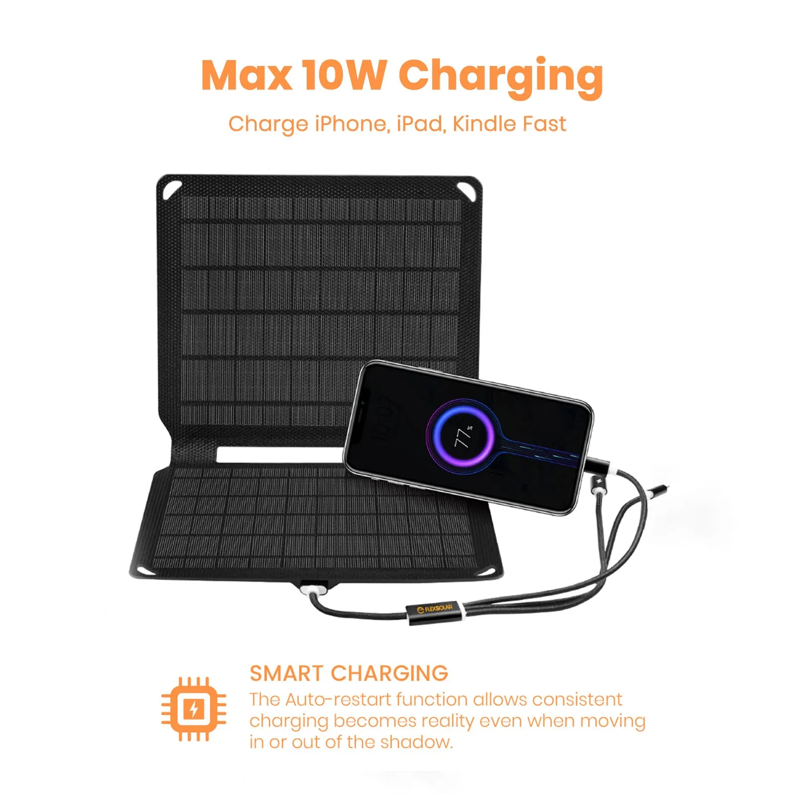 FlexSolar® E10 Portable USB Solar Charger | 5V/2A 10W