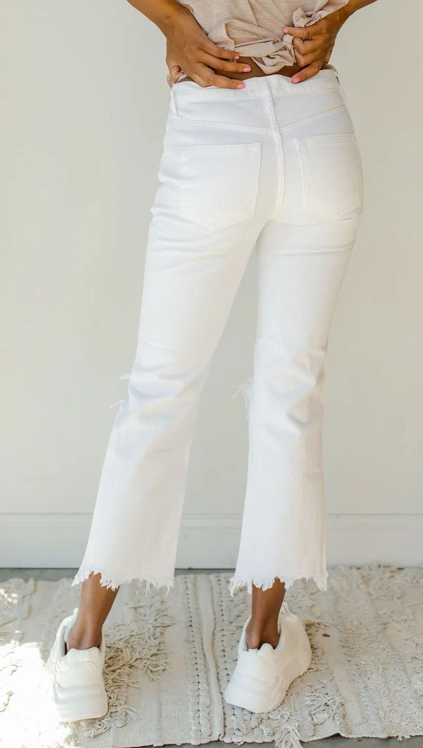 Free People Maggie Mid Rise Straight Leg White