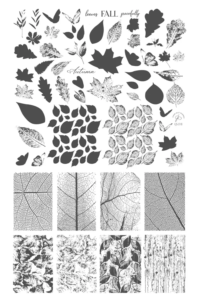 Graceful leaves (CjS-318) - Clear Jelly Stamping Plate