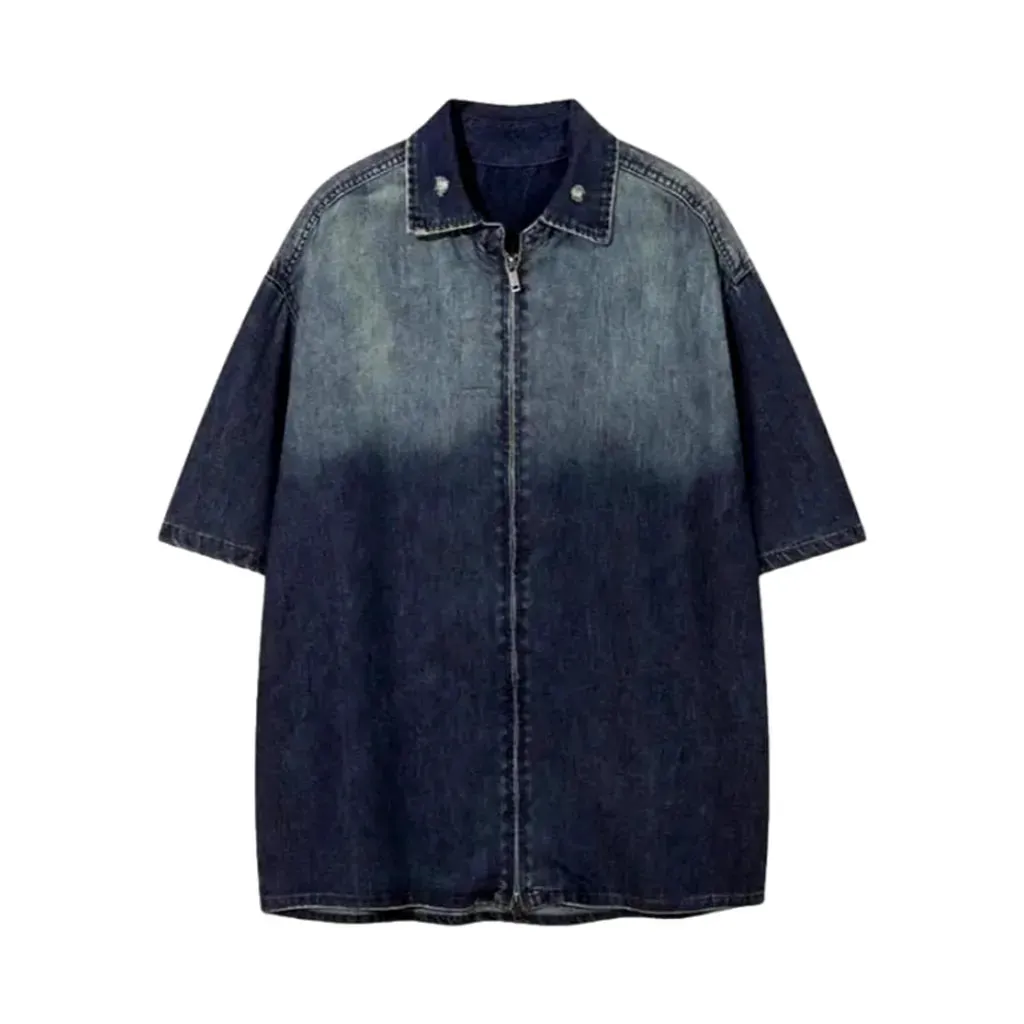 Half-sleeves contrast men's denim shirt