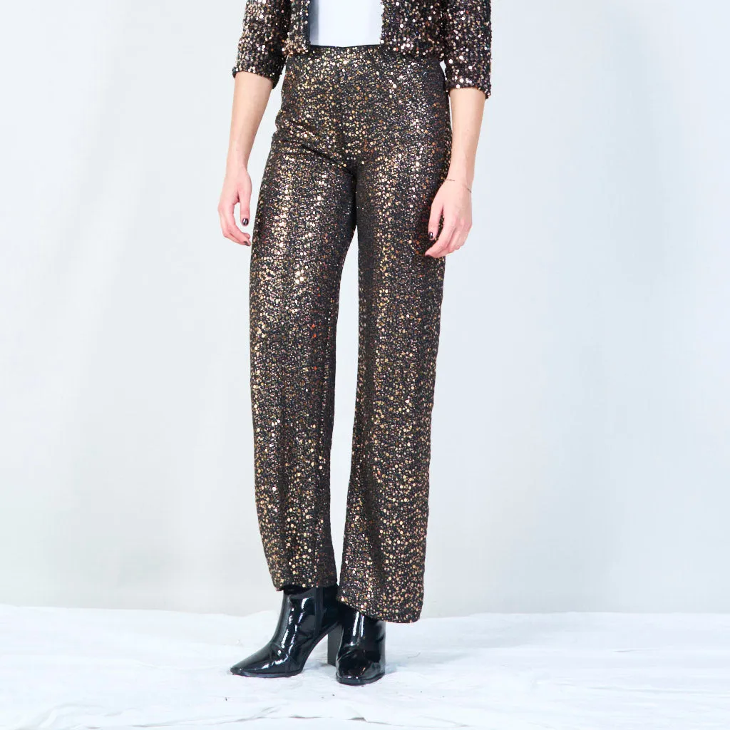 High-waisted sequin flare pants wholesale