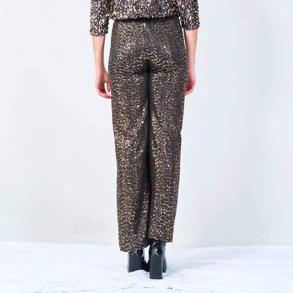 High-waisted sequin flare pants wholesale